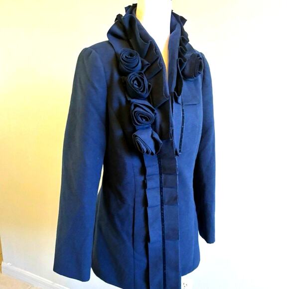 Pea Coat Floral Neck Rosettes Rose Ruffle Collar Victorian Jacket Steampunk M/6 - Picture 2 of 16